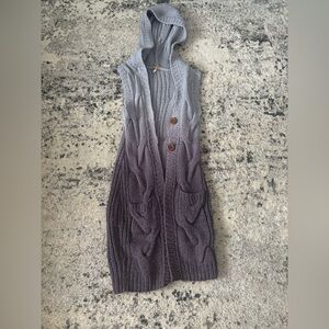 Free People Gray Cable Knit Women's Hooded long cardigan Sweater